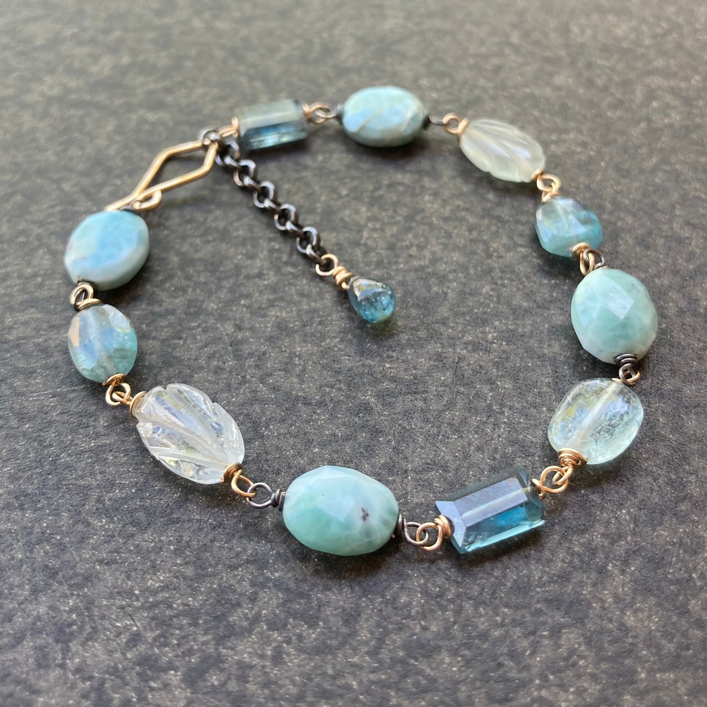 Larimar Multi Gemstone & Mixed Metal Bracelet