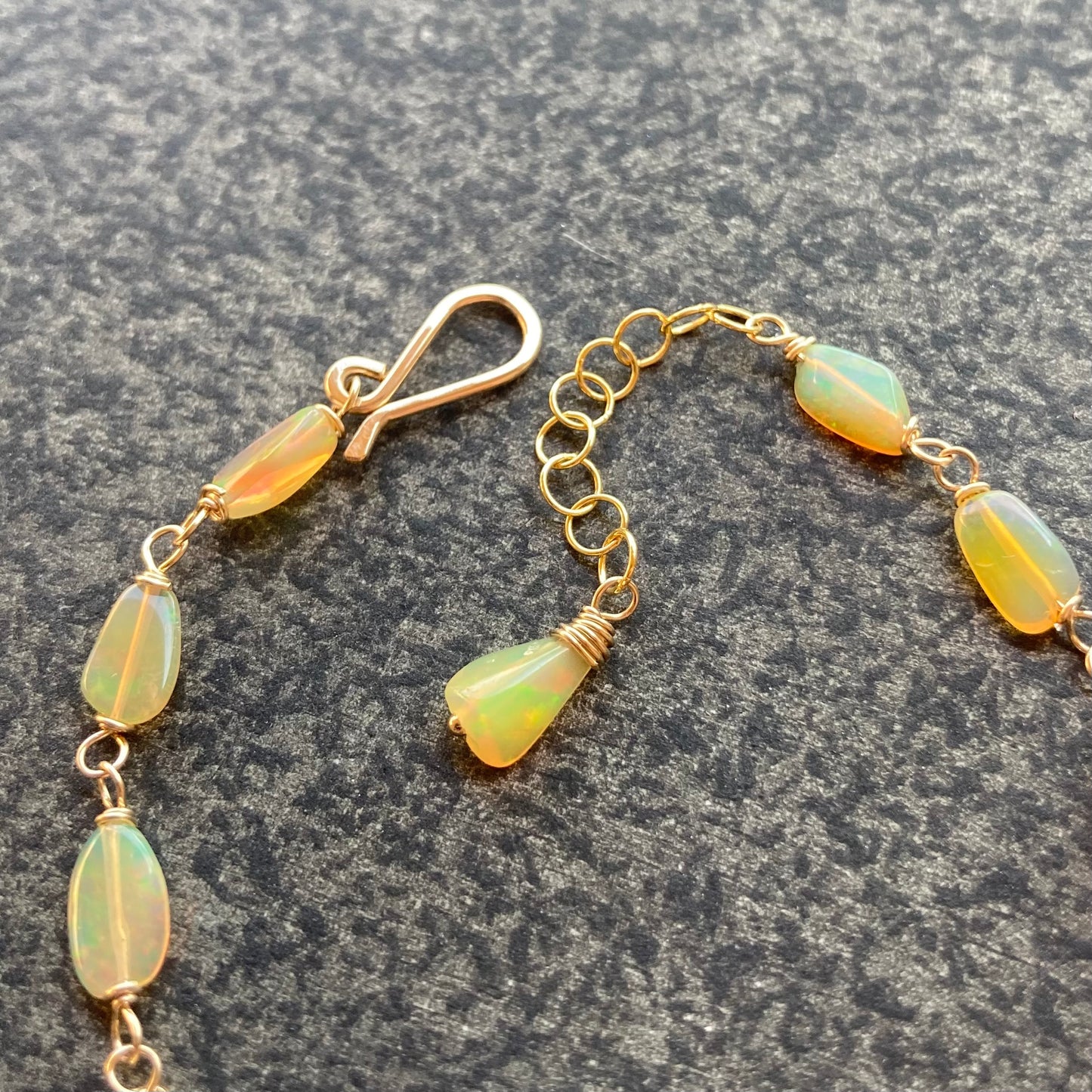 Ethiopian Golden Opal & Gold Bracelet