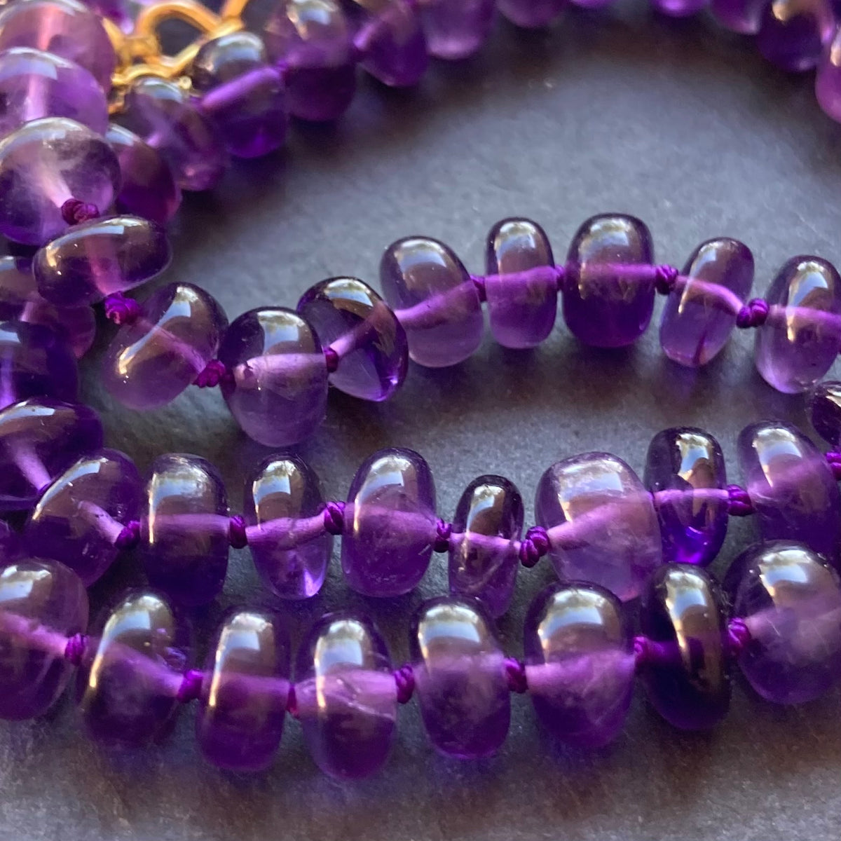 Amethyst Hand Knotted Silk Necklace