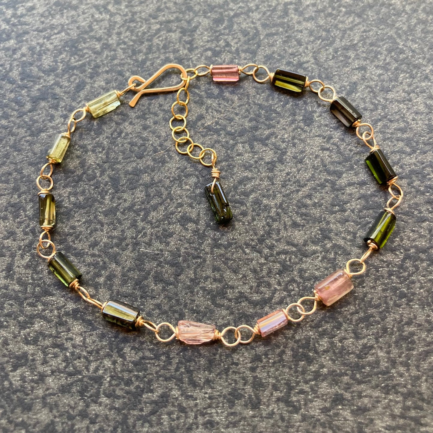 Watermelon Tourmaline & Gold Bracelet