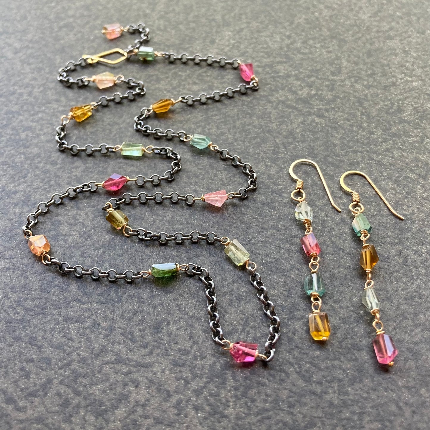 Multicolor Tourmaline & Mixed Metal Necklace