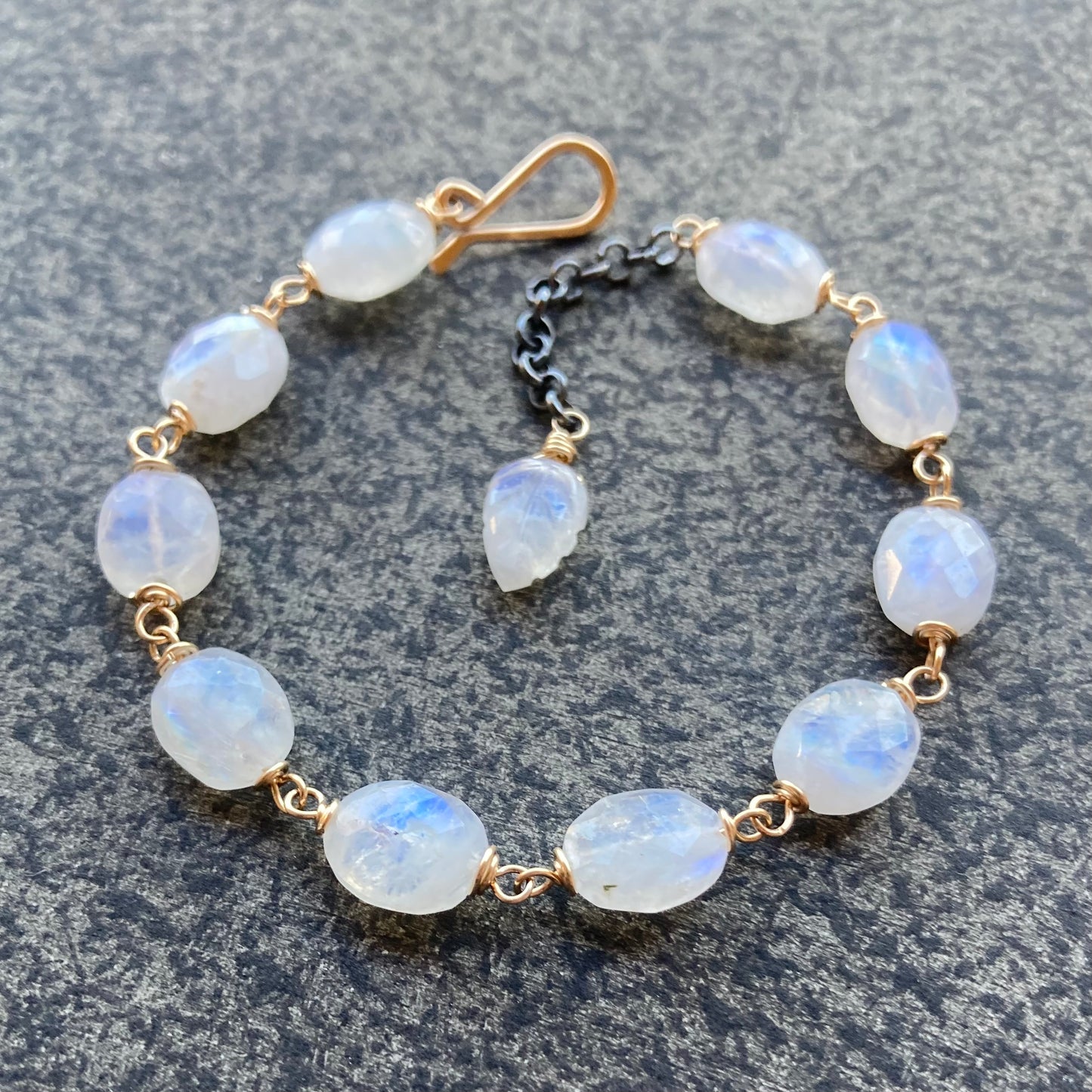 Rainbow Moonstone & Gold Bracelet