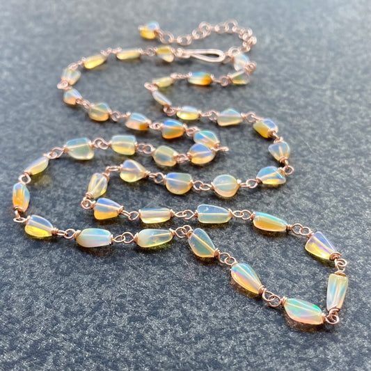 Ethiopian Opal & Rose Gold Necklace