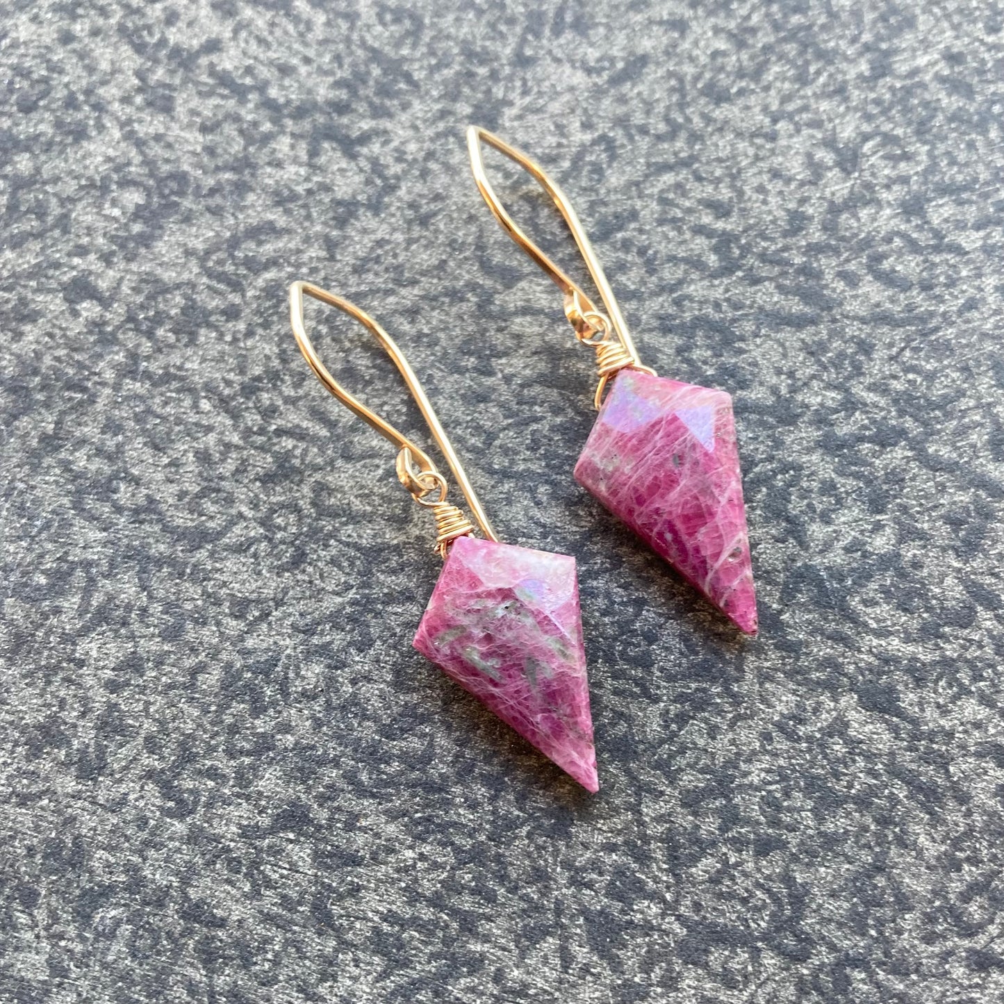 Ruby & Gold Arrowhead Earrings