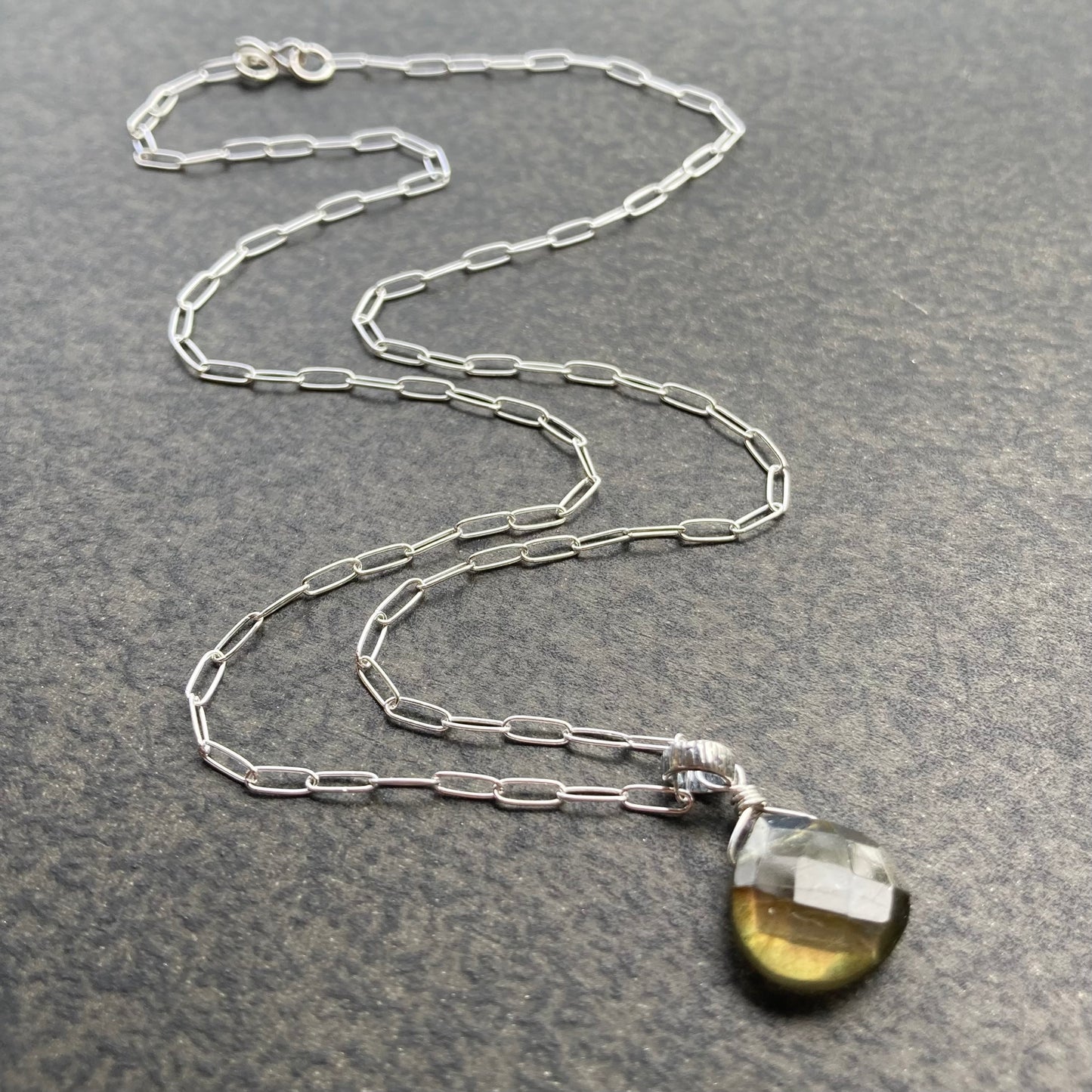 Labradorite & Sterling Silver Pendant Necklace 18”