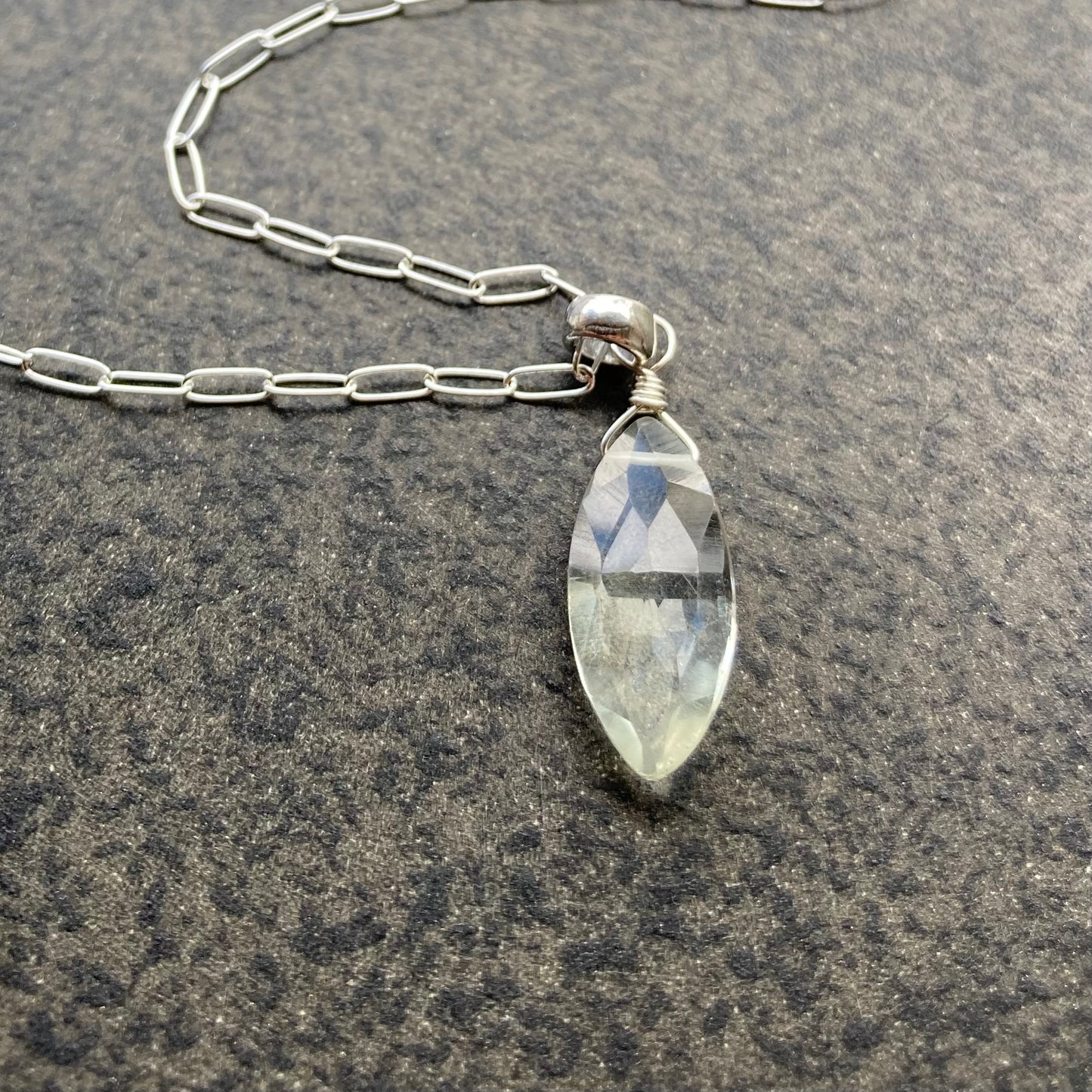 Green Amethyst & Sterling Silver Pendant Necklace