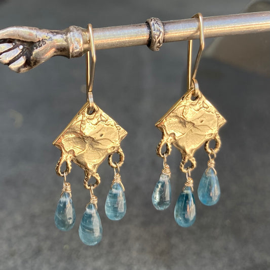 Aqua Kyanite & Mixed Metal Fringe Earrings