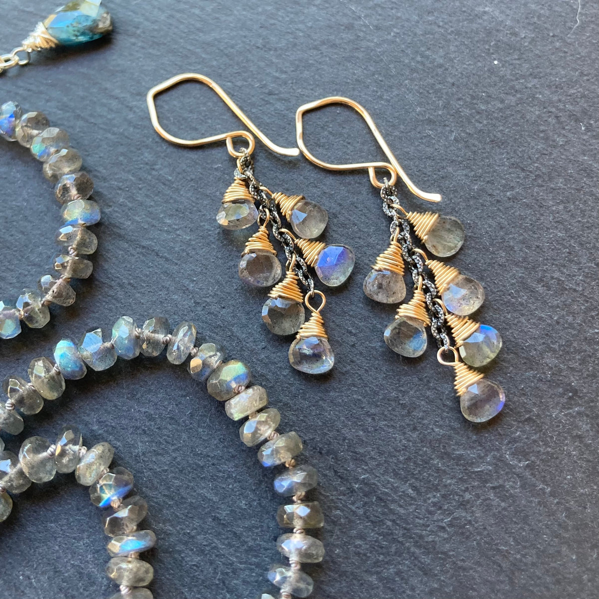 Labradorite Hand Knotted Silk Necklace