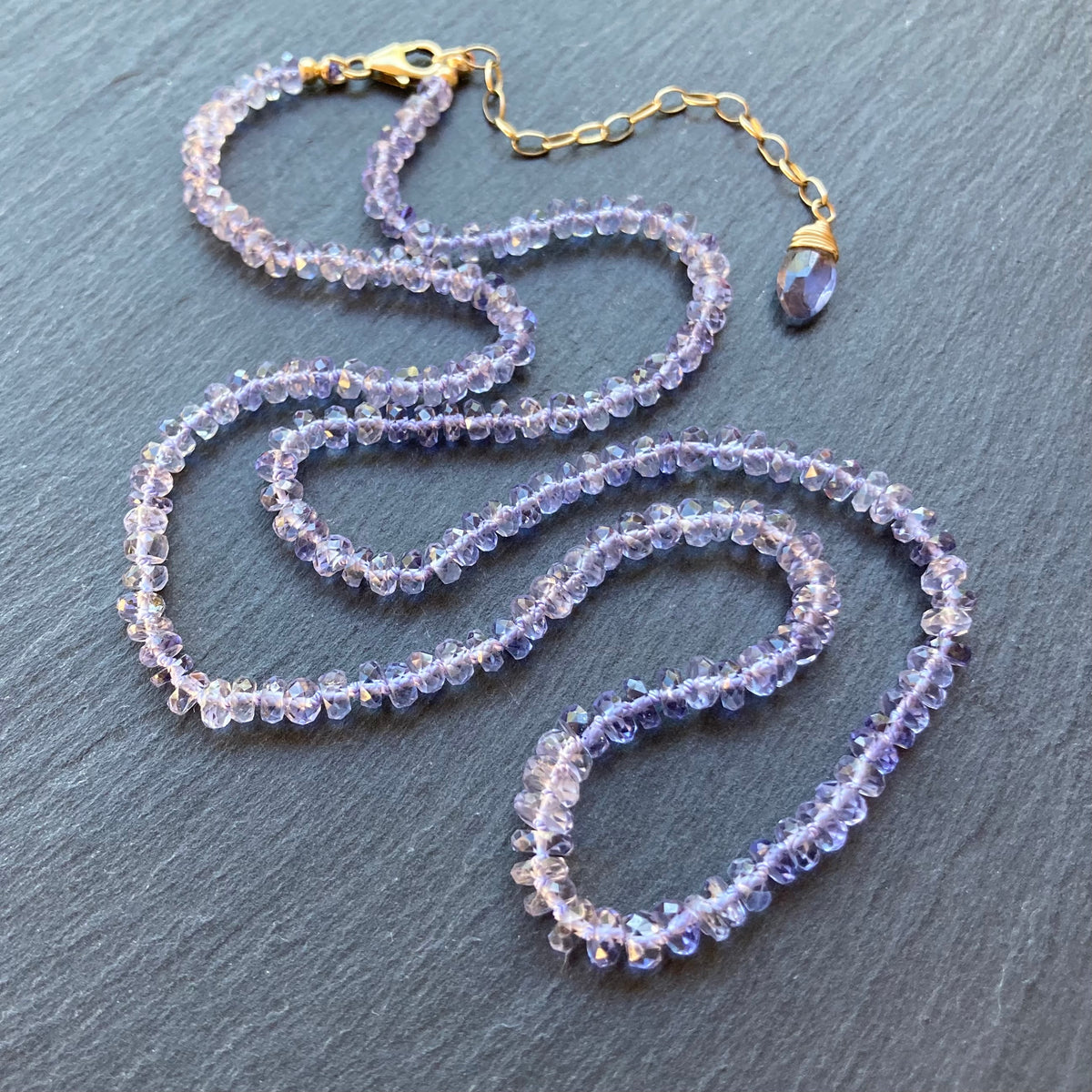 Custom Iolite Silk Necklace Restring