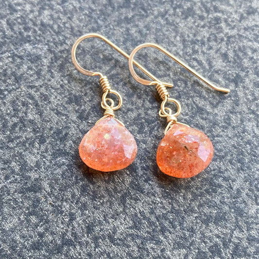 Oregon Sunstone & Gold Earrings