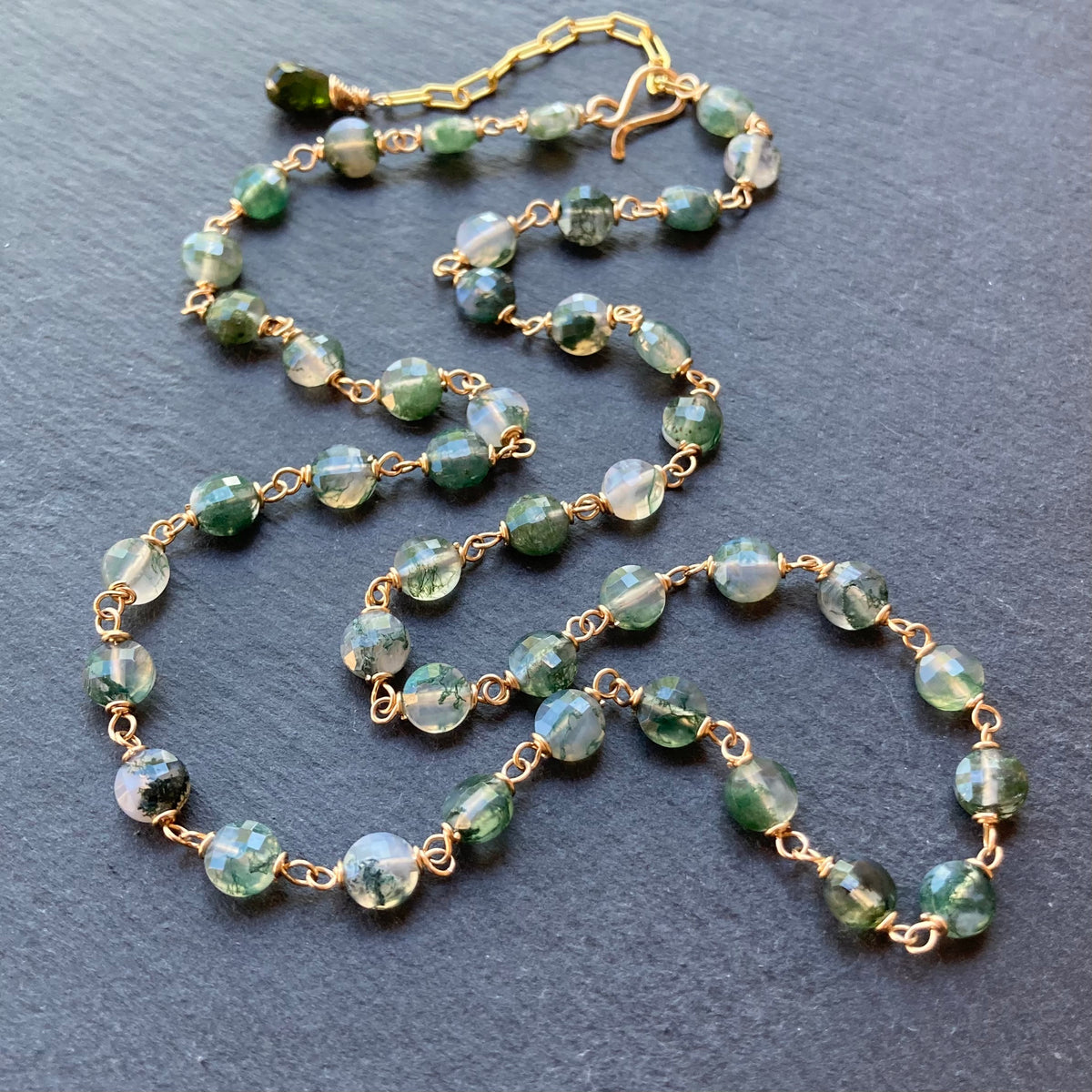 Moss Agate & Gold Necklace