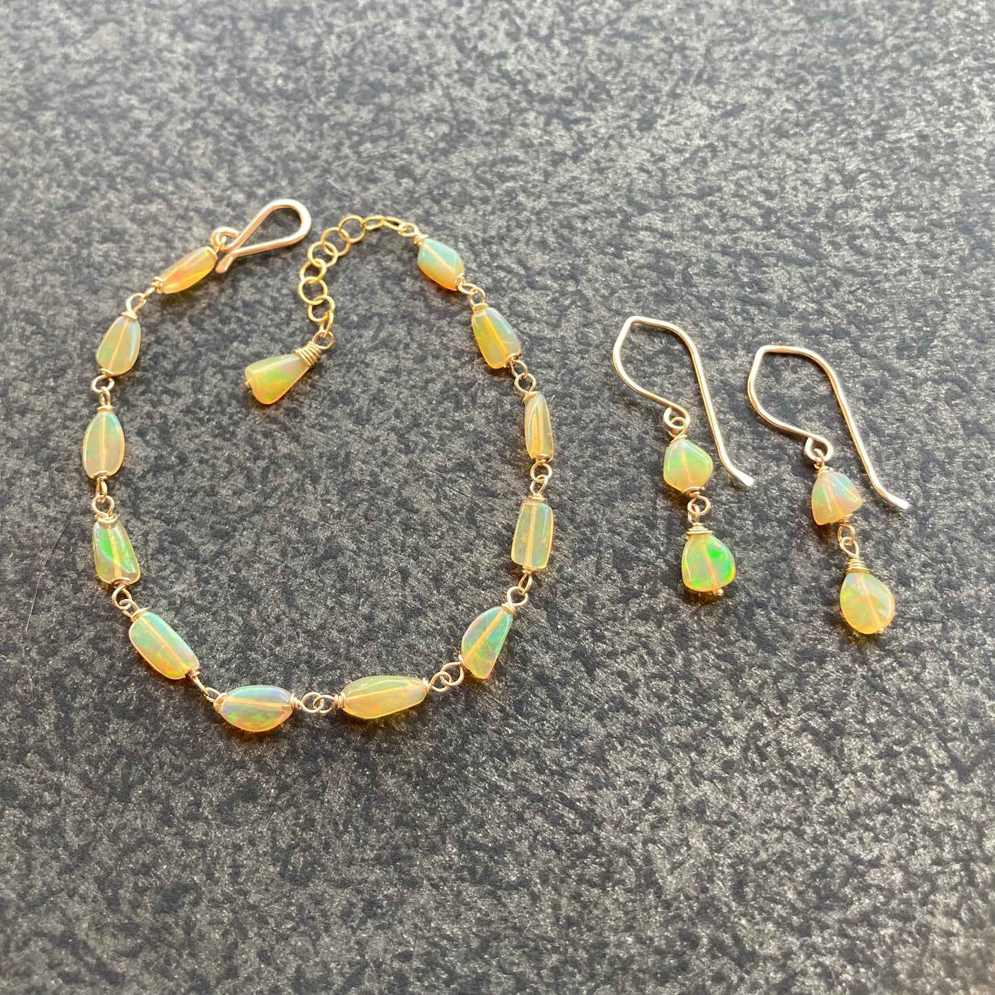 Ethiopian Golden Opal & Gold Bracelet