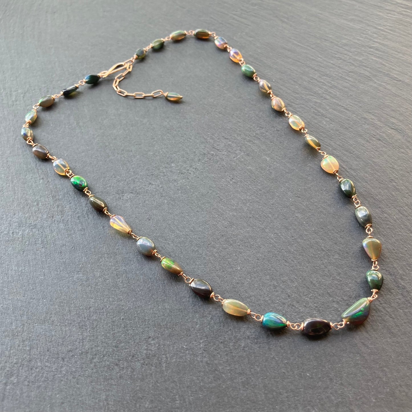 Ethiopian Black Opal & Rose Gold Necklace