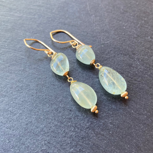 Moss Aquamarine & Gold Earrings
