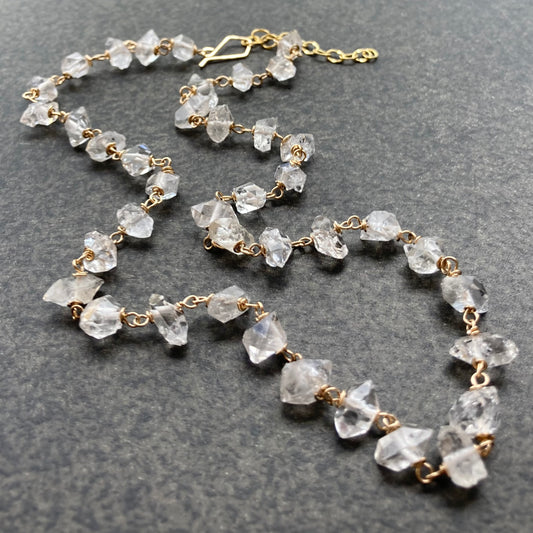 Raw Herkimer Diamond & Gold Necklace