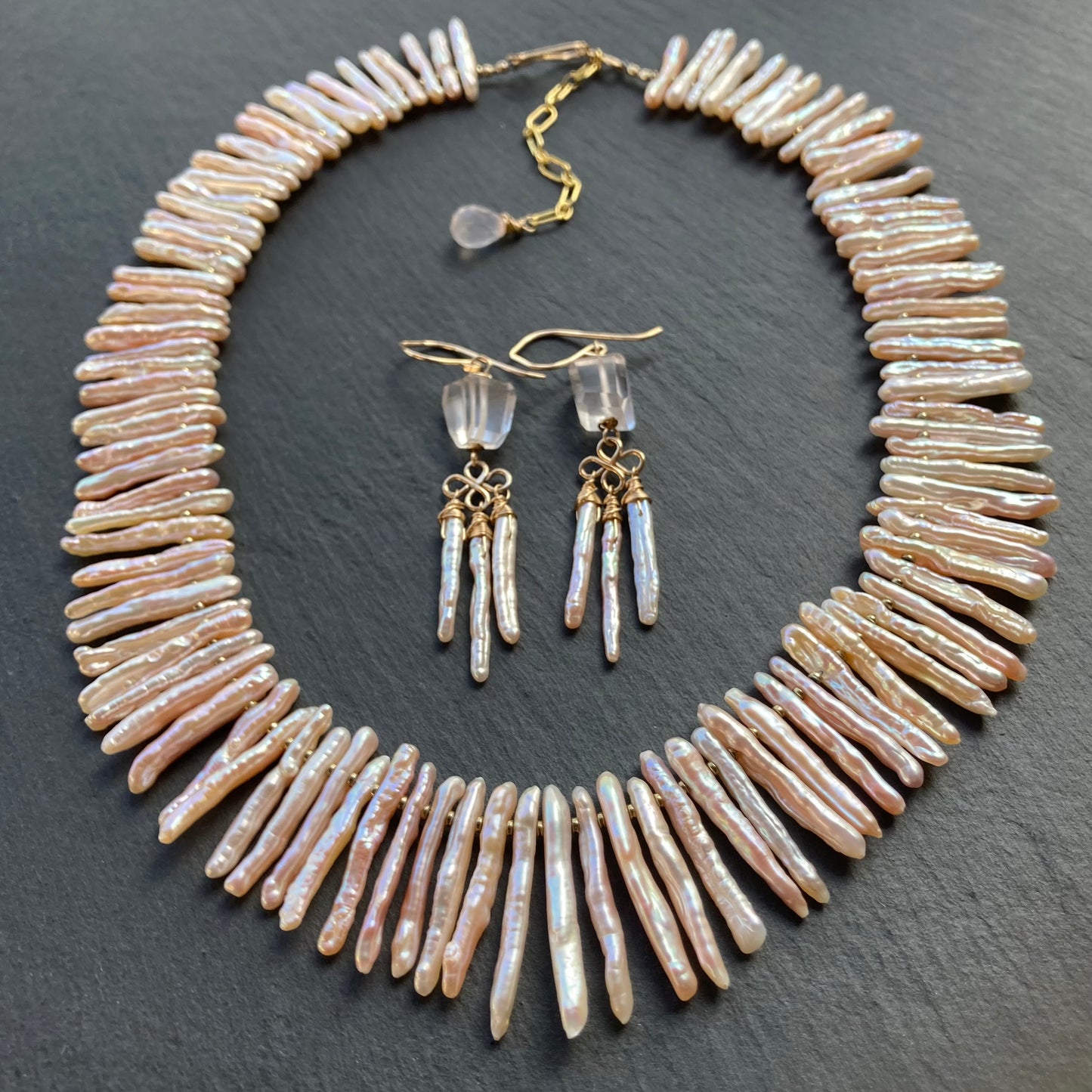 Angel Pink Biwa Pearl Collar