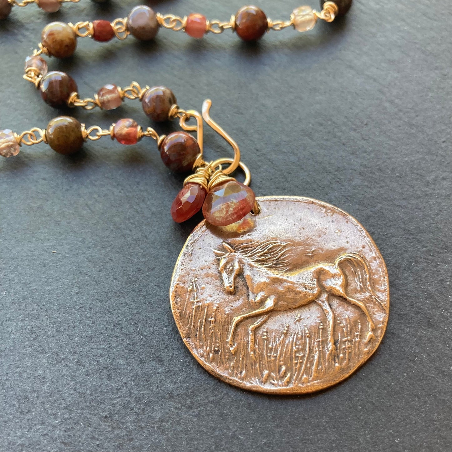 Pietersite, Lazasine, Gold & Bronze Wild Horse Coin Necklace