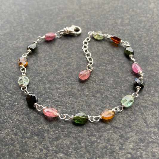 Multicolor Tourmaline & Sterling Silver Bracelet