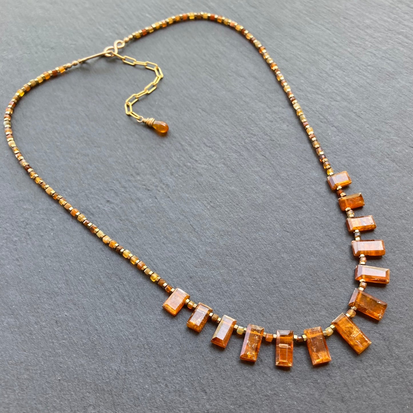 Orange Kyanite, Australian Fire Opal & Pyrite Collar