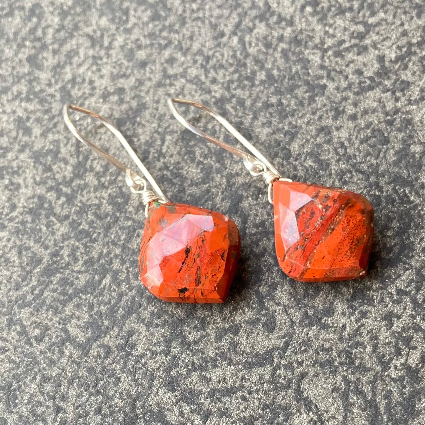 Red Jasper & Sterling Silver Earrings