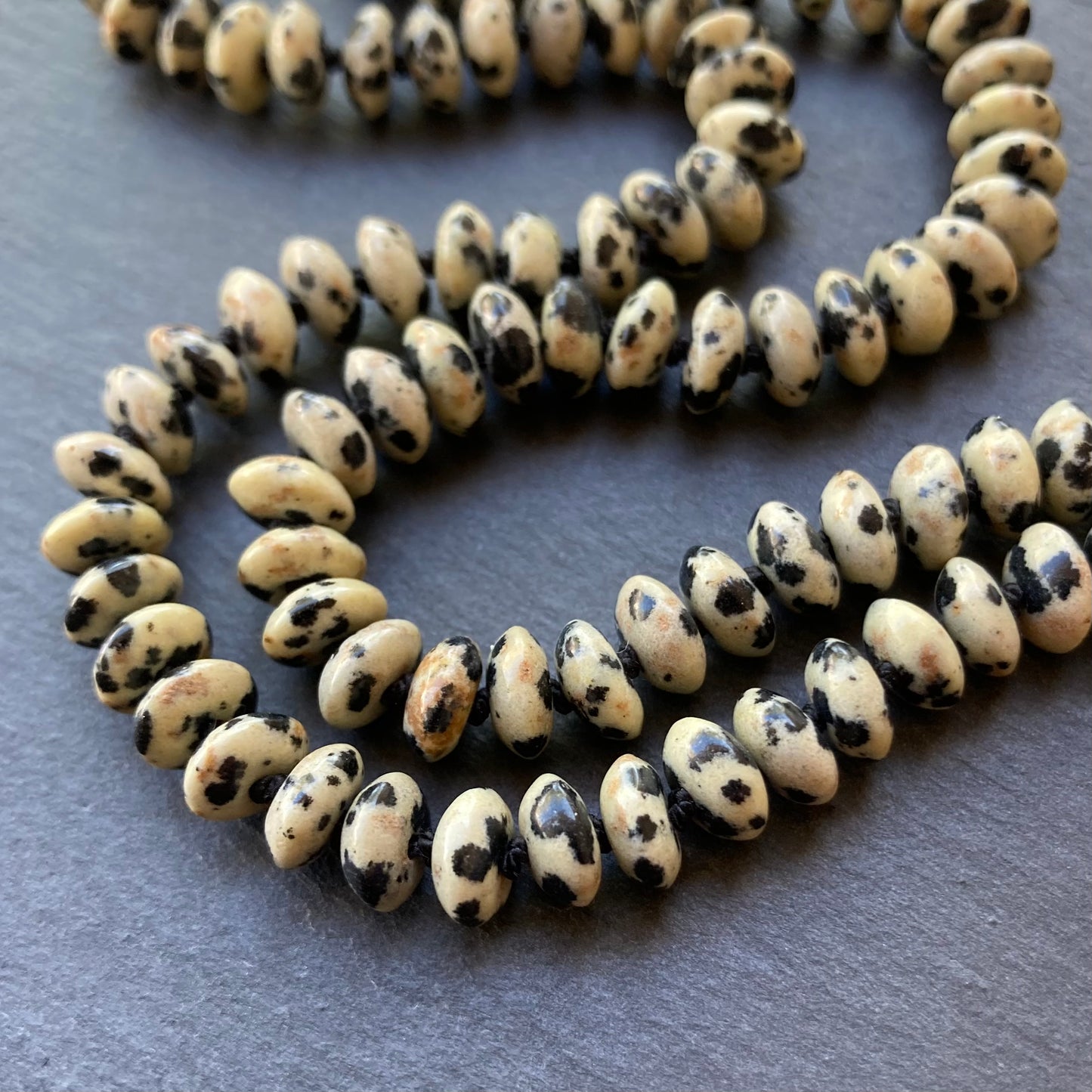 Dalmatian Jasper Hand Knotted Silk Necklace