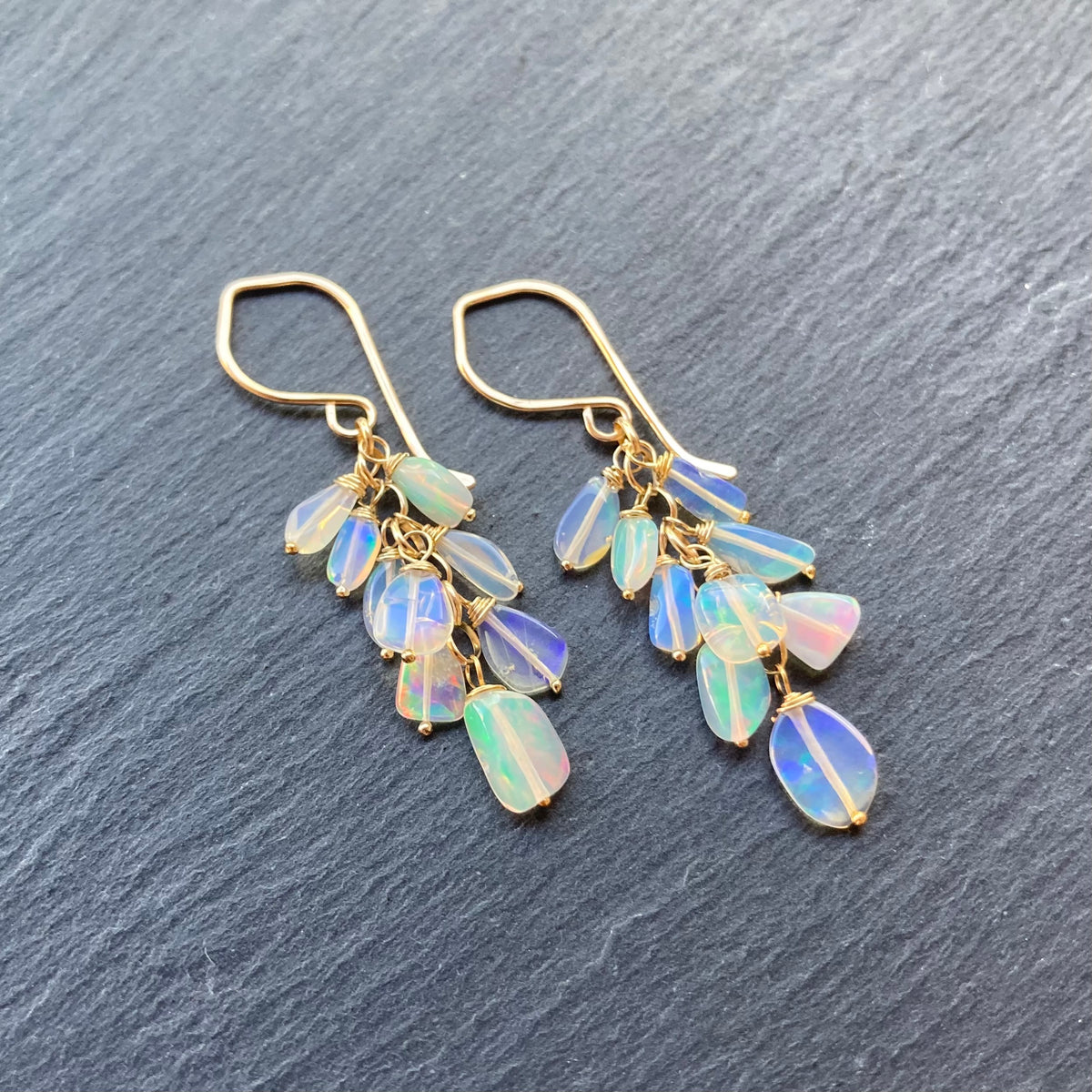 Ethiopian Opal & Gold Cascade Earrings