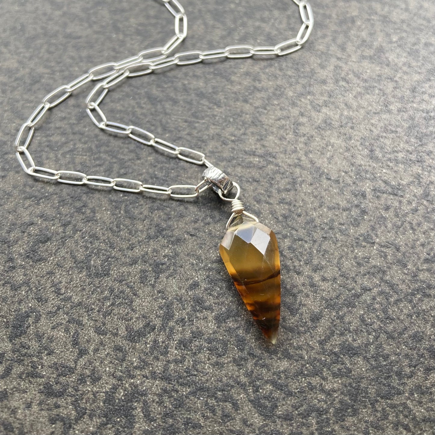 Montana Agate & Sterling Silver Pendant Necklace 18”