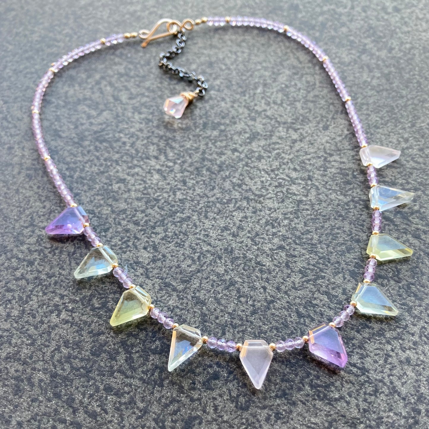 Pink Amethyst, Multi Gemstone & Mixed Metal Choker