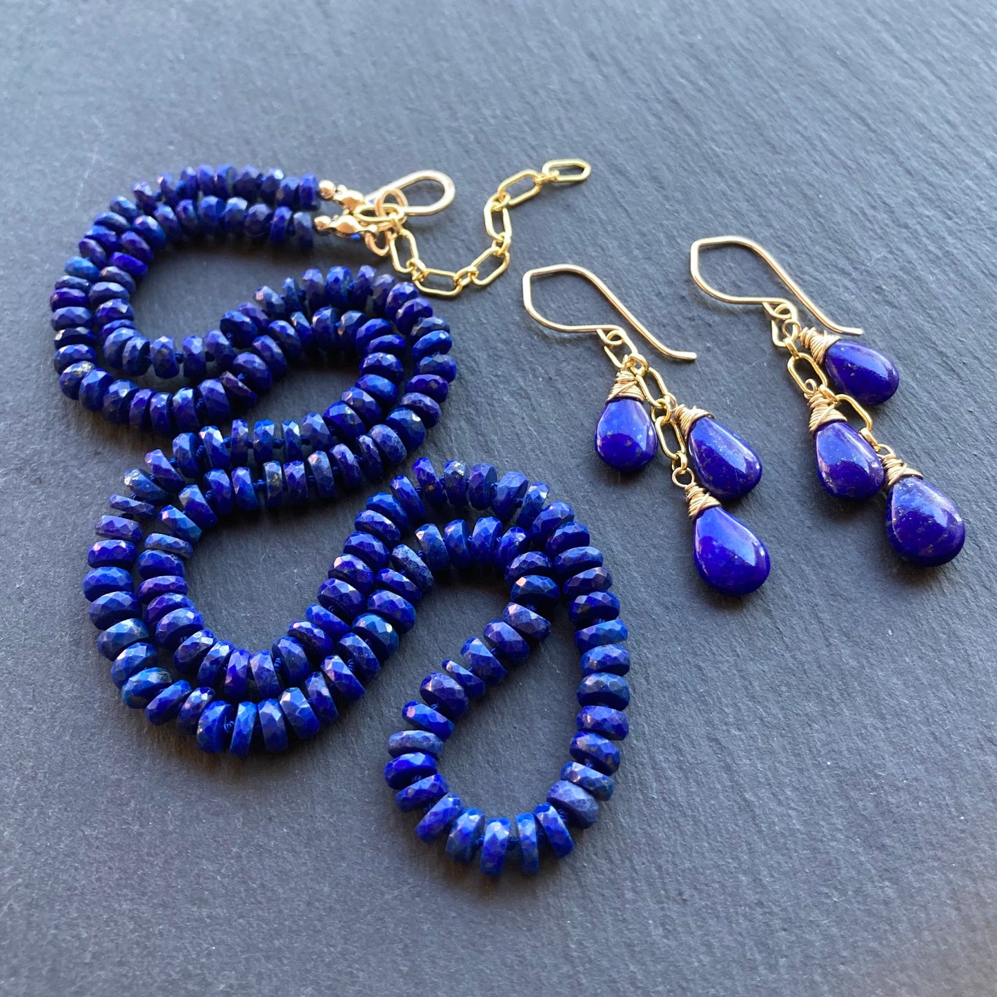 Lapis Lazuli & Gold Cascade Earrings