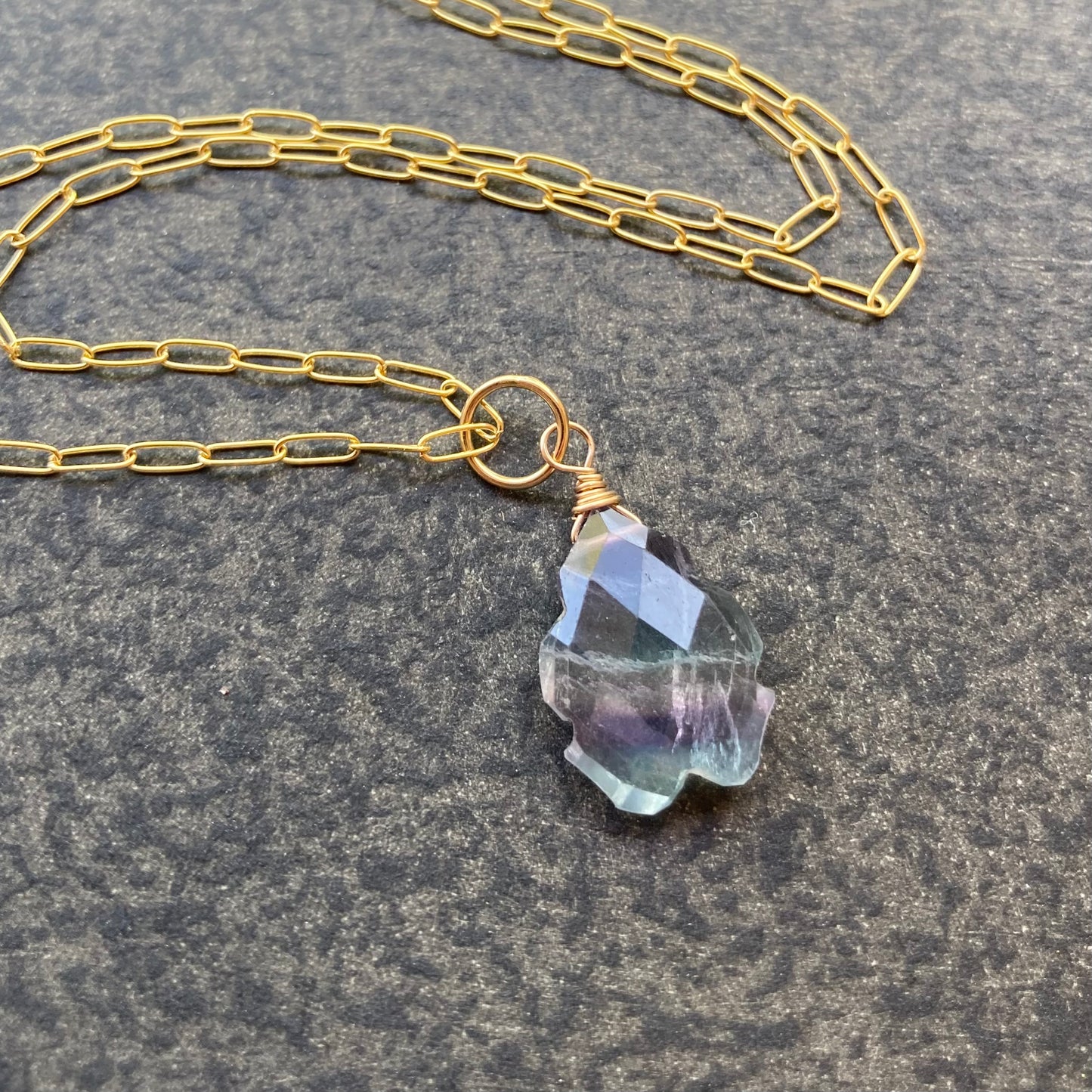 Fluorite & Gold Pendant Necklace