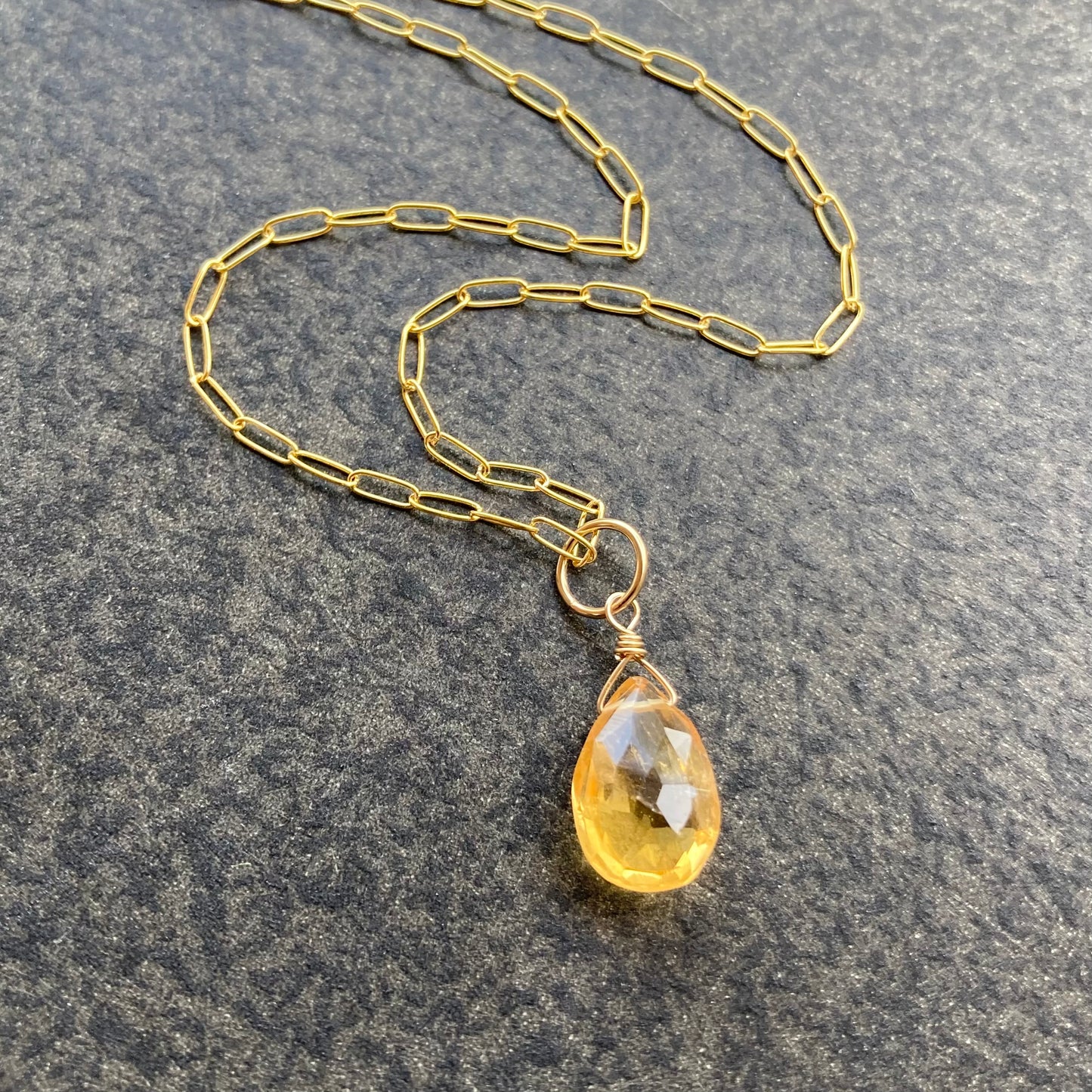 Citrine & 14k Gold Pendant Necklace
