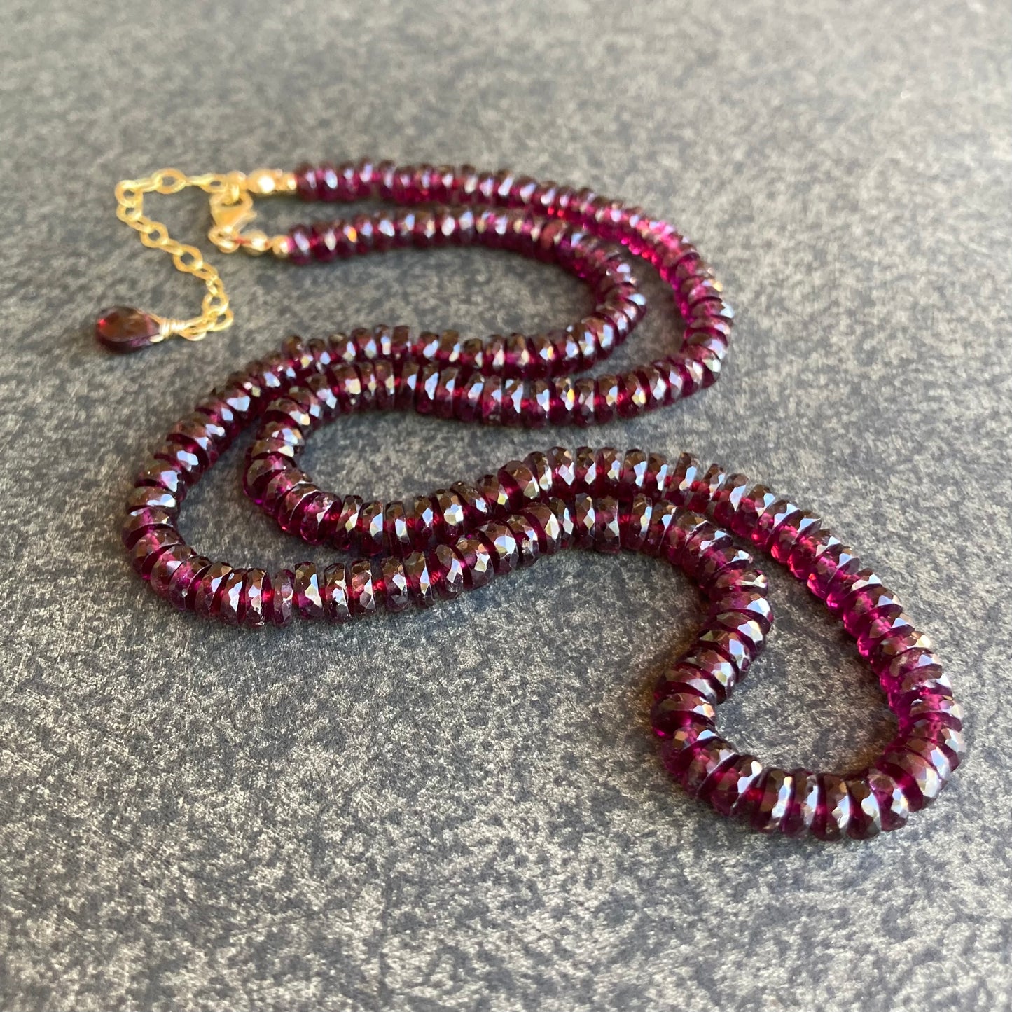 Rhodolite Garnet Hand Knotted Silk Necklace