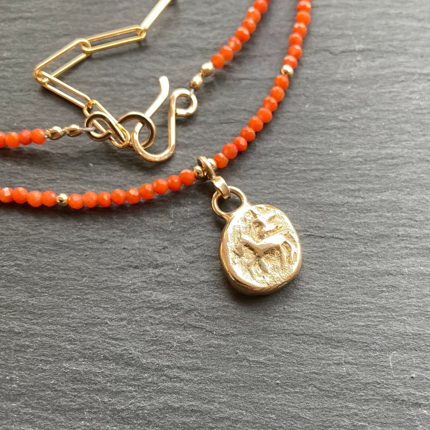 Red Agate, Gold & Bronze Ancient Coin Choker