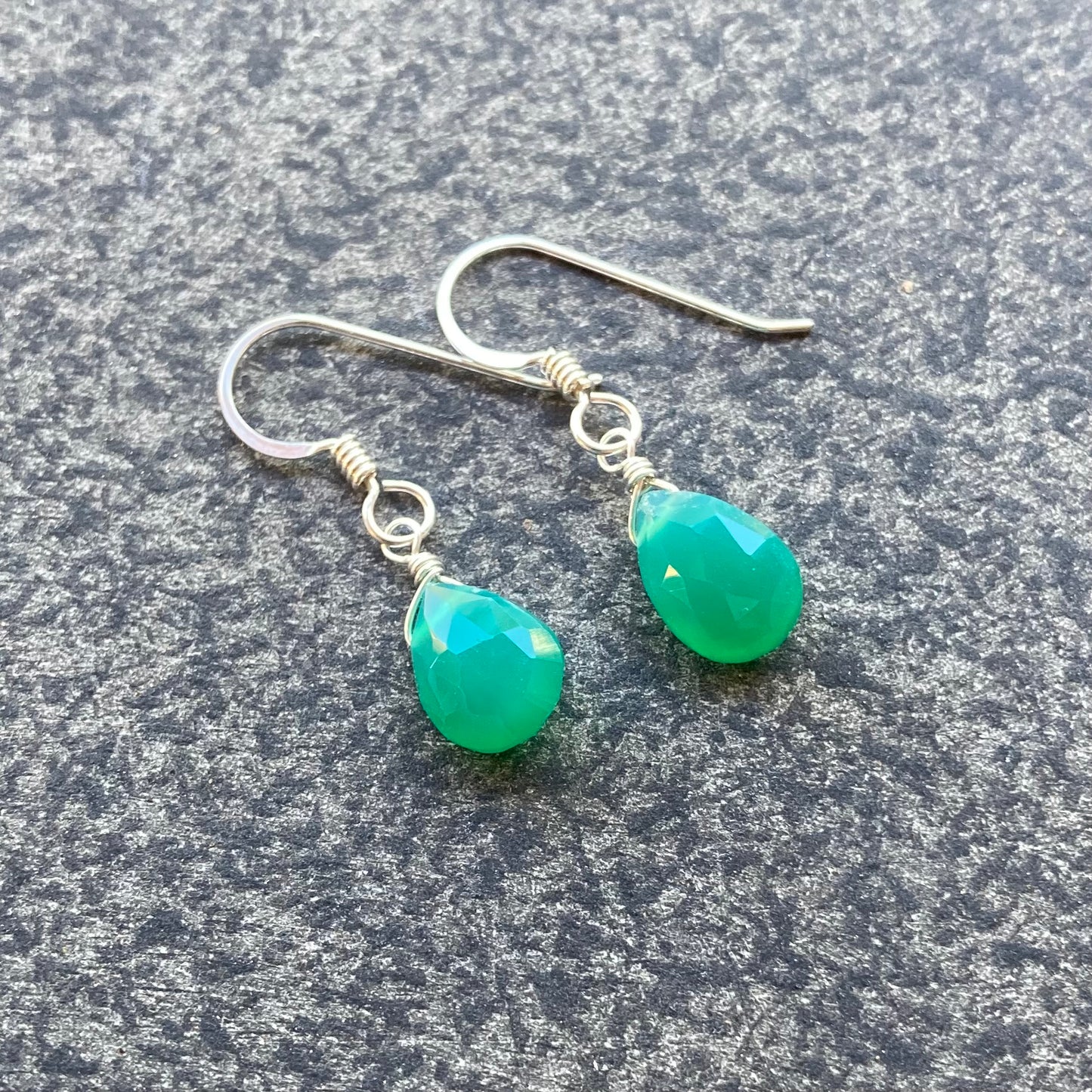 Green Onyx & Sterling Silver Earrings