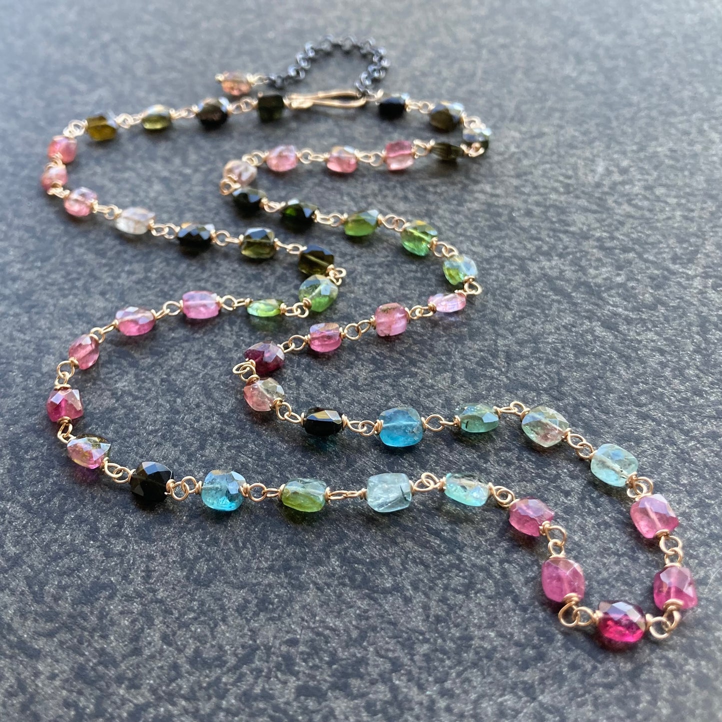 Multicolor Tourmaline & Mixed Metal Necklace