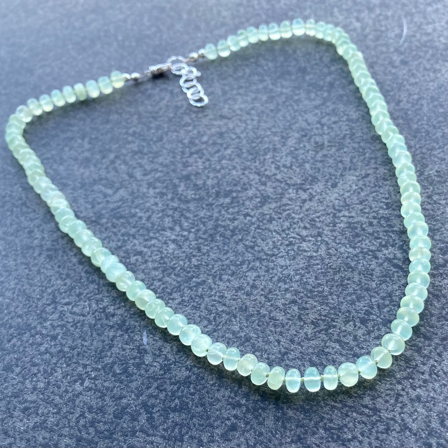 Prehnite Hand Knotted Silk Necklace