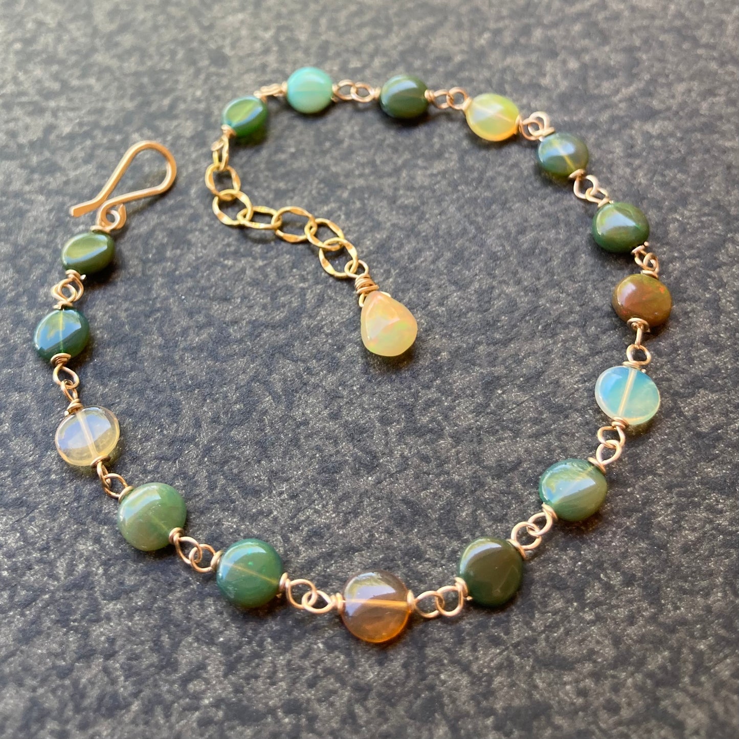 Ethiopian Multicolor Opal & Gold Bracelet