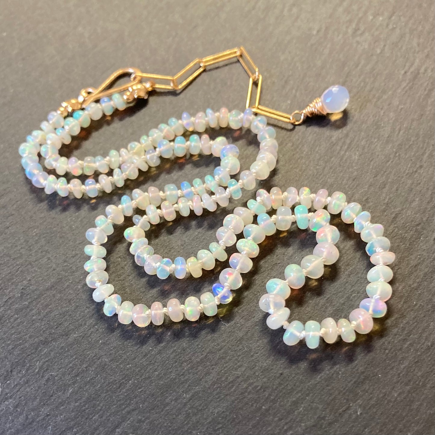 Ethiopian Opal Hand Knotted Silk Necklace