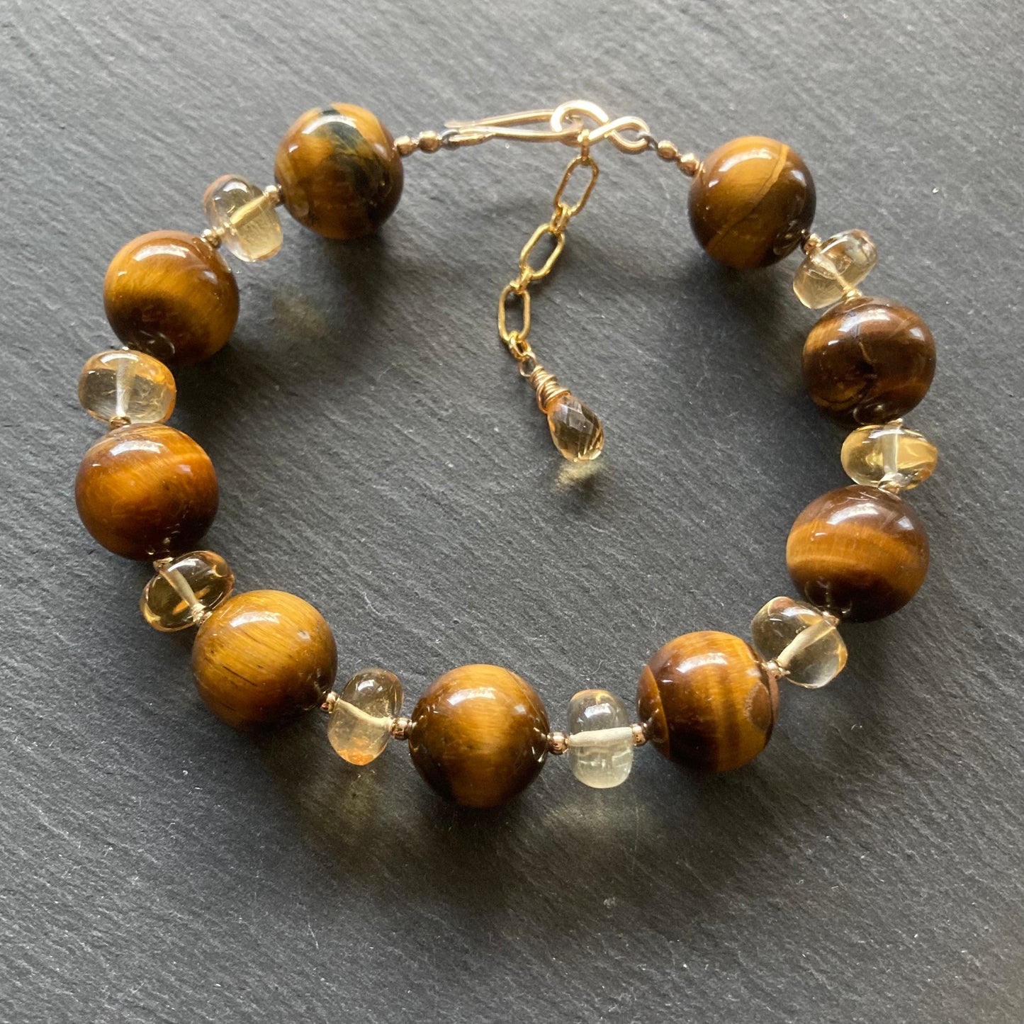 Tiger’s Eye, Citrine & Gold Bracelet