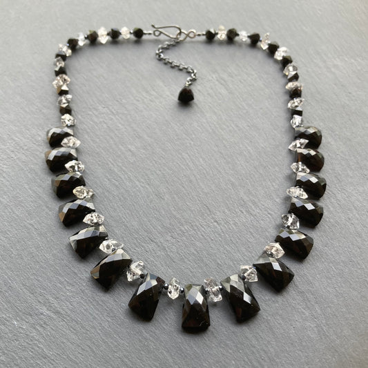 Black Onyx & Herkimer Diamond Necklace