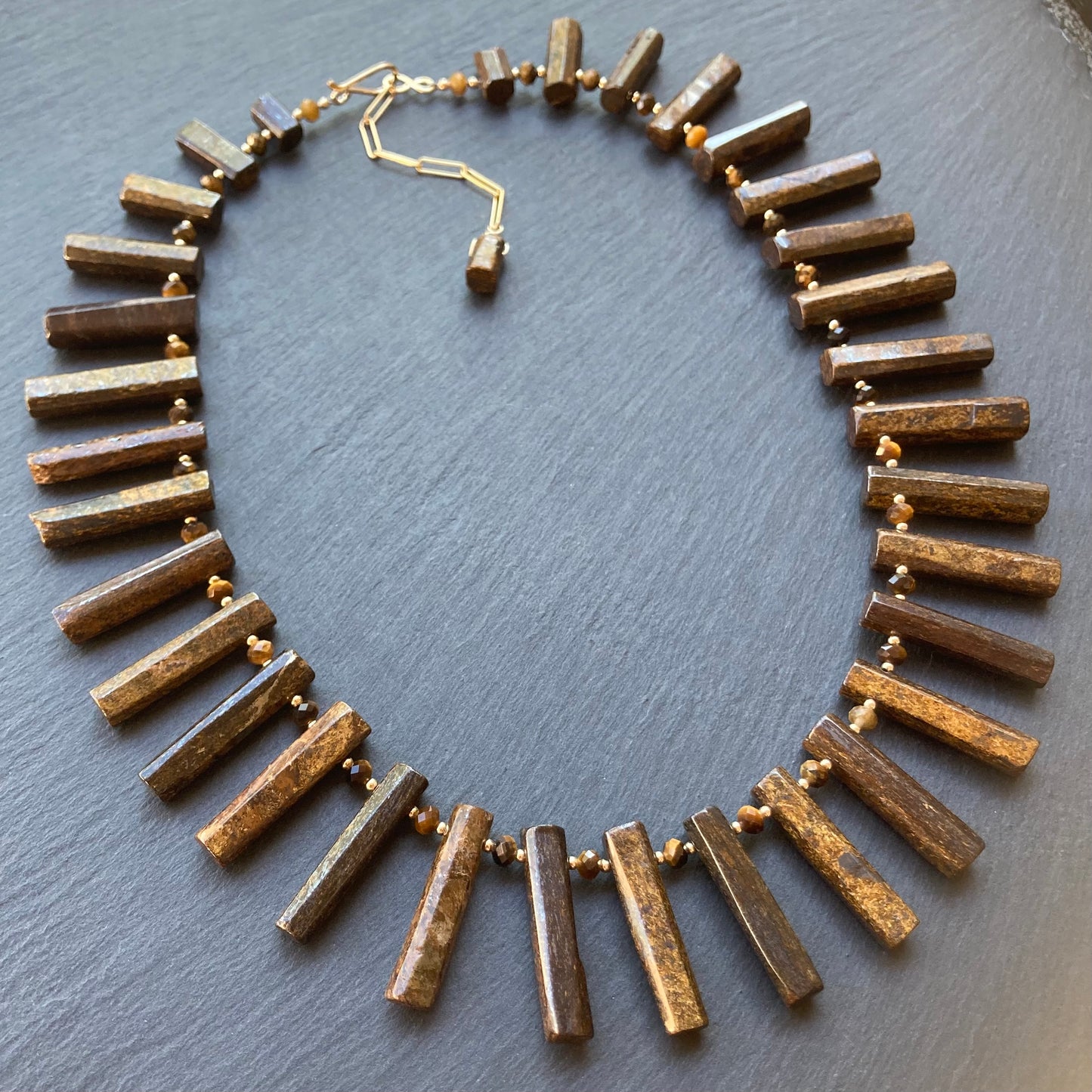 Bronzite & Gold Collar