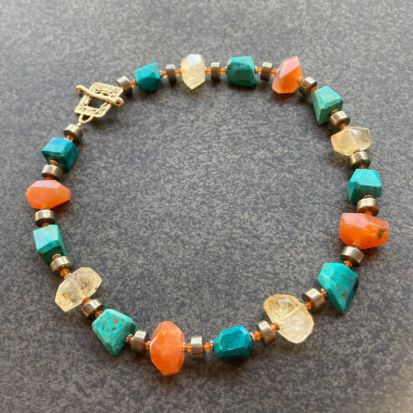 Chrysocolla, Carnelian, Citrine & Pyrite Collar