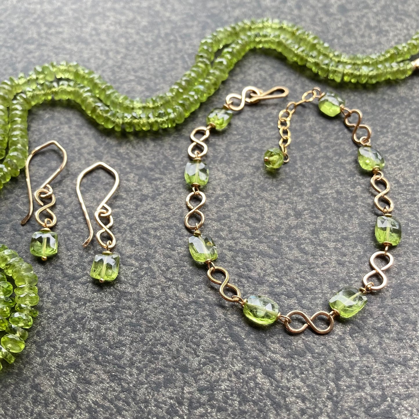 Peridot & Gold Infinity Link Bracelet