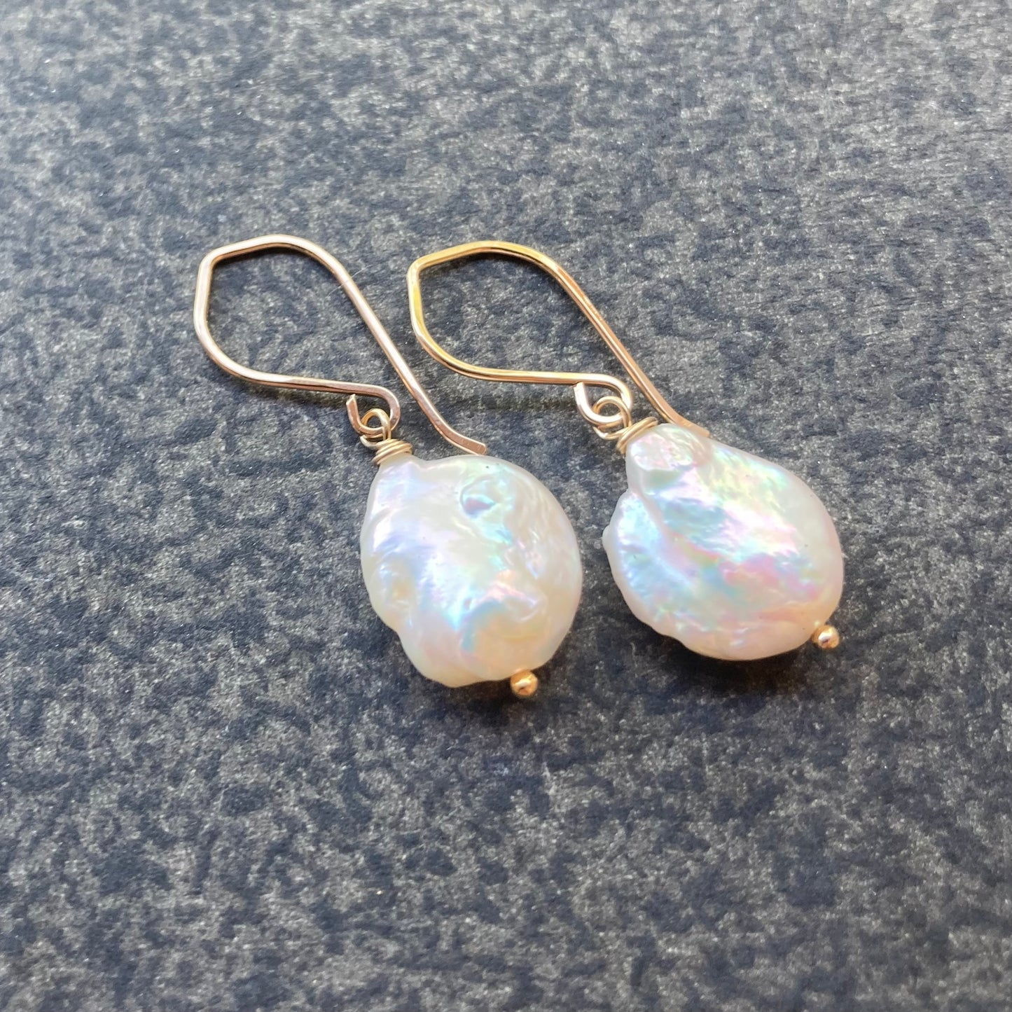 Freshwater Coin Pearl & Gold Earrings