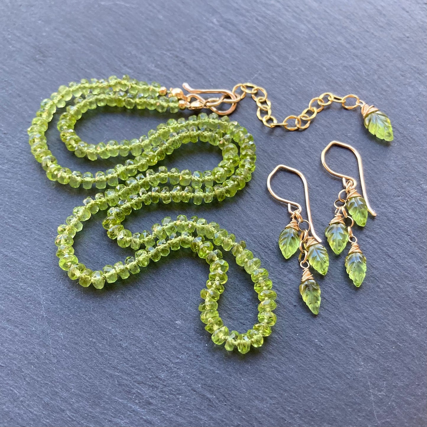 Peridot Hand Knotted Silk Necklace