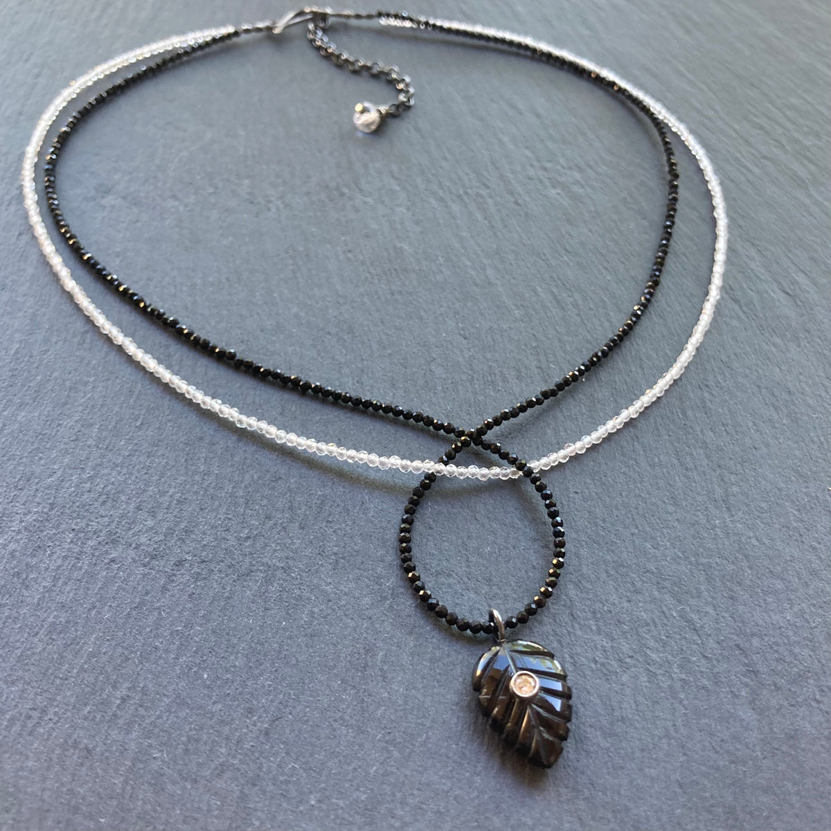 Black Onyx, Rock Quartz & Sterling Silver Yin Yang Choker
