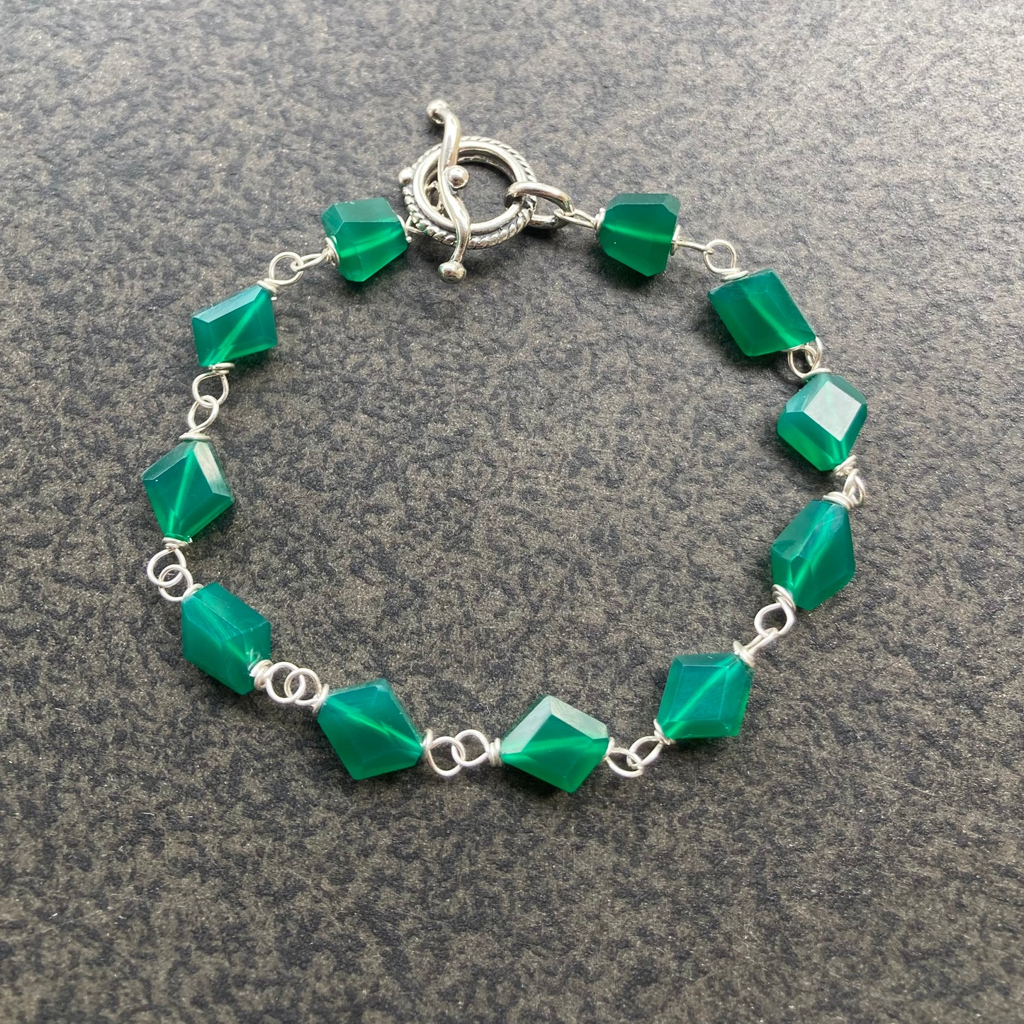 Green Onyx & Sterling Silver Bracelet