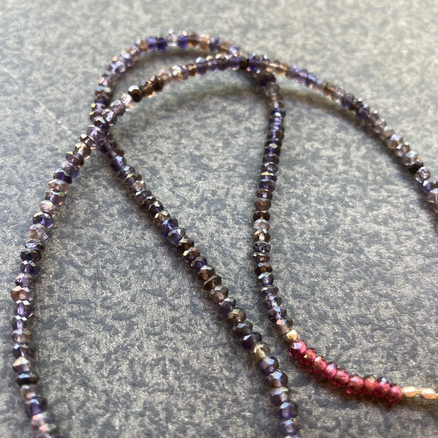 Iolite, Garnet, Gold & Bronze Earth Amulet Charm Choker