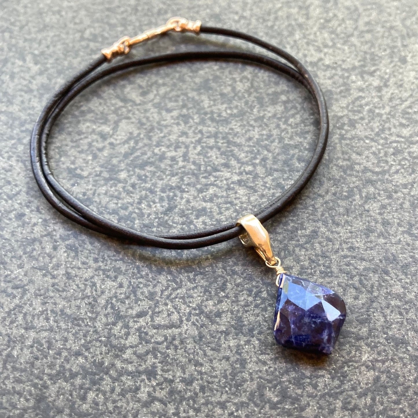 Sodalite & Bronze Leather Choker