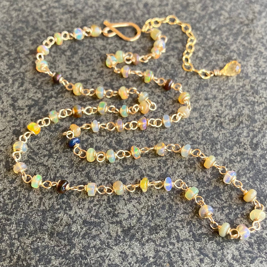 Ethiopian Opal & Gold Necklace